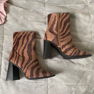 Brown zebra stripped booties